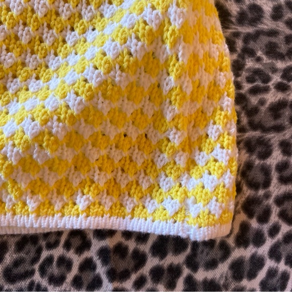 Crochet Checkered Mini Skirt - Future Collective with Alani Noelle Yellow/ White - Picture 7 of 9